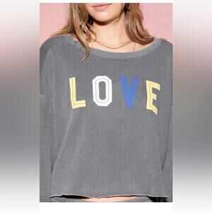 Wildfox Flora Love Oversized Cropped Sweatshirt, NEW flawed Small, MSRP $118